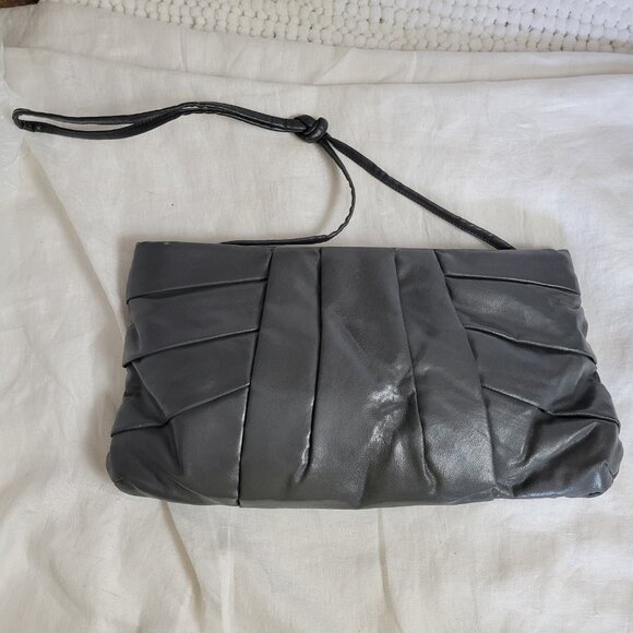 Vintage Dover Clutch Handbag Purse Crossbody Gray UNUSED 60s retro pleats Y2K - Picture 8 of 10